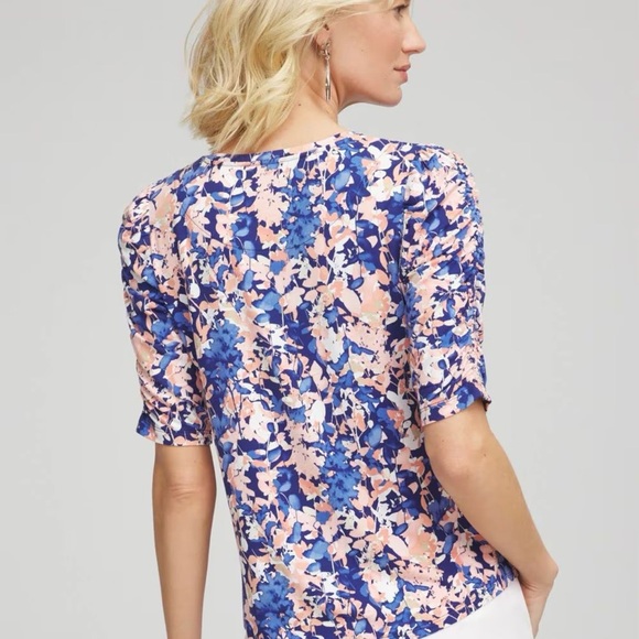 CHICOS Touch of Cool Ruched Floral NWT Size 3 - Picture 4 of 5